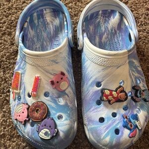 CROCS in Blue and White with Fun Charms